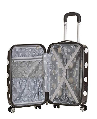 Rockland Laguna Beach Hardside Spinner Wheel Luggage, Black Dot, Carry-On 20" - color: Black Dot, size: Carry-on 20"