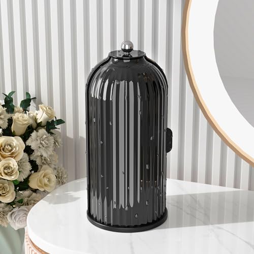 GAXmi Makeup Brush Holder with Lid Rotating Cosmetic Organizer, Dark Black - color: Dark Black