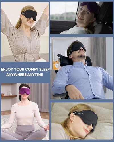 MZOO Luxury Sleep Mask for Women Men Patented Light Blocking Design - color: D-grey