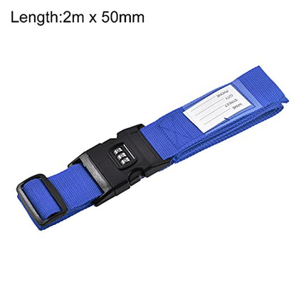 uxcell Luggage Straps Suitcase Belts with Buckle, Combination Lock, 2Mx5cm Adjustable PP Travel Packing Accessories, Dark Blue 2Pcs - color: Dark Blue