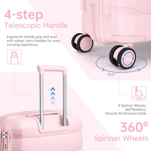 Luggage Sets 5 Pieces, Suitcase Set with Wheels, Suitcases for Women - color: Light Pink-5pcs, style: 5 Piece Set (Backpack)
