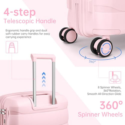 Luggage Sets 5 Pieces, Suitcase Set with Wheels, Suitcases for Women - color: Light Pink-5pcs, style: 5 Piece Set (Backpack)