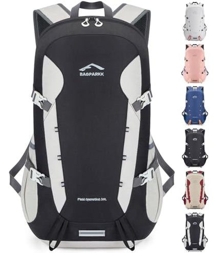 BAGPARKK 35L Ultra Lightweight Foldable Packable Hiking Backpack - color: Black-white（35l）