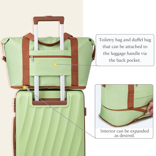 Eeeza Carry on Luggage Sets,Light Green (20"/DB/TB) - color: Light Green, size: 3 Piece Sets (20/DB/TB)