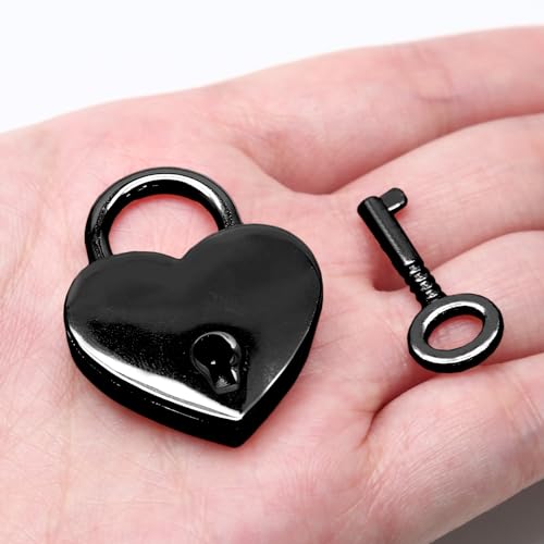 Mini Heart Shaped Padlock, Black, 3pcs - color: Black