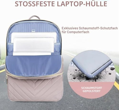 VANKEAN 17.3Inch Laptop Backpack for Women Large Capacity - color: Quilted Light Dusty Pink/Grey Purple, size: 17.3 Inch