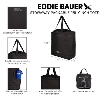 Eddie Bauer Stowaway Packable Tote Bag - color: Black Cherry
