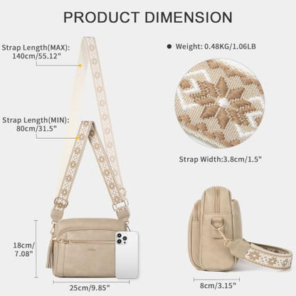 Vegan Leather Crossbody Bags for Women Anti theft Purses and Handbag - color: Cinnamon
