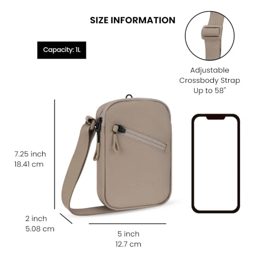 Sherpani Rogue, RFID Mini Crossbody Bag for Women | Small Shoulder Bag, Cell Phone Purse, Passport Holder, Locking Zipper, Water Resistant, Plastic Hardware, Travel Gift for Her - color: Dune