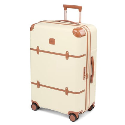 Bric's Bellagio 3.0 Spinner Trunk- Luxury Hardshell Check In Luggage with Large Wheels, Telescopic Handle, Leather Detailing - Expandable Rolling Suitcase - 27", Cream - color: Cream, size: 27" Checked-Medium
