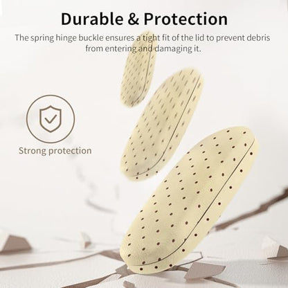 Glasses Case Hard Shell, Cute Sunglasses Case for Women Leather Protective Case for Eyeglass with Cleaning Cloth - color: Light Brown Polka Dots