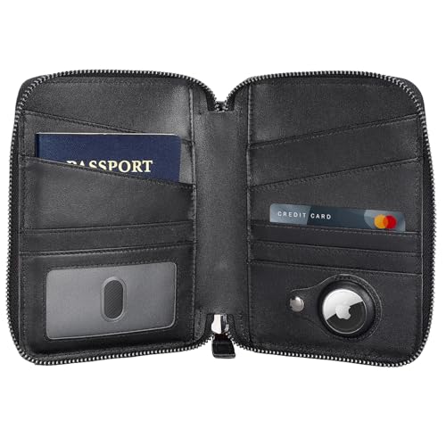 Polare Napa Leather Family Passport Wallet for 4 Passports, RFID Blocking Bifold Passport Cover Travel Document Organizer Holder (B-Black) - color: B-Black
