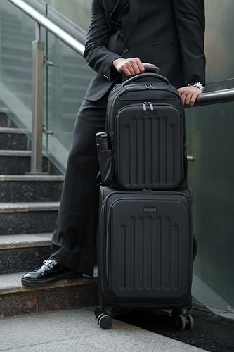 Kenneth Cole REACTION The Venturer 20-Inch Carry-On Lightweight Durable Softside 8-Wheel Spinner Cabin Size Luggage, Black - color: Black, size: Medium