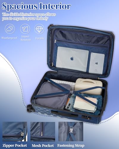 Expandable 20 Inch Carry on Luggage Suitcase with TSA Lock - color: GlossyBlue, size: S(carry-on-20")
