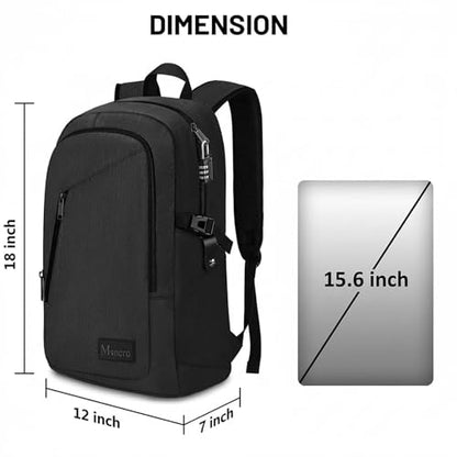 Mancro Business Travel Laptop Backpack, Anti Theft Slim Laptop Bag for Men - color: Black, size: 15.6 inch