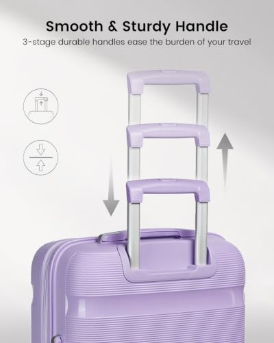 Kono 28 Inch Hard Shell PP Luggage, 4 Spinner Wheels Suitcase, Purple - color: Lavender Purple, size: Checked-large 28-inch