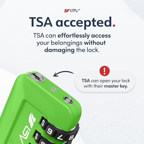 BV Luggage Locks TSA Accepted, Travel Sentry Approved 3-Digit Combination Suitcase Locks with Open Alert & Flexible Cable for Travel, Backpacks, Lockers, Cases, Green, 1 Pack - color: Green 1-Pack