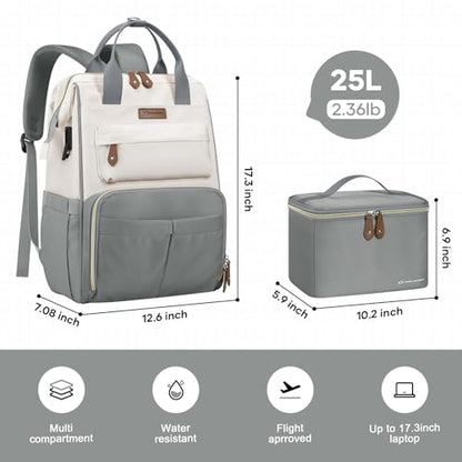 Maelstrom 15.6-17.3" Laptop Backpack with Lunch Box, Work Bag for Women Men - color: Gray-beige