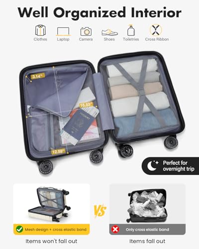 Lekesky 18 Inch Expandable Carry On Luggage Airline Approved, Beige - color: D-Beige, size: 18 Inch
