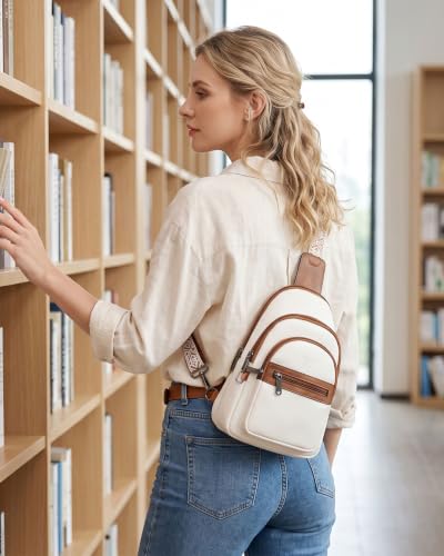 FADEON Sling Bag for Women, Designer Small Crossbody Bags, Adjustable Strap - color: Beige Brown