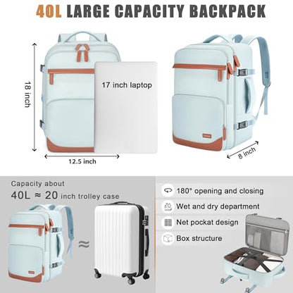 40L Travel Backpack, Flight Approved Carry On Laptop Backpack - color: Blue, size: Large