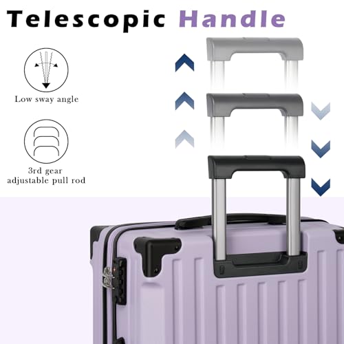 Eeeza Luggage Sets 5 Piece,Lightweight Durable Hardshell,20/24/28 Inch - color: Purple