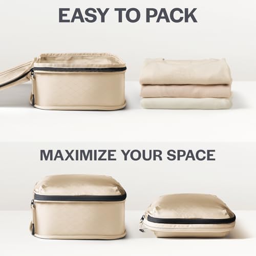 Aerotrunk Ultralight Compression Packing Cubes for Travel, 6-Pack, Beige - color: Beige, size: 6-Pack