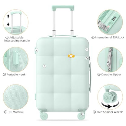 28 Inch Large Checked Luggage, PC Hardshell Suitcase, Green - color: Green, size: 28 Inch
