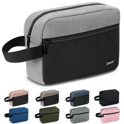 Elviros Hanging Toiletry Bag for Men, Travel Dopp Kit, Small, Grey & Black - color: Grey&Black, size: Small