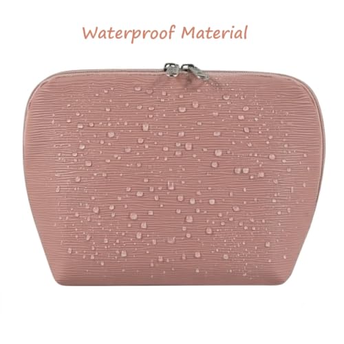 Travel Makeup Bag, Stand Up Cosmetic Bag, Fold-Down Design Organizer Bag - color: Pink