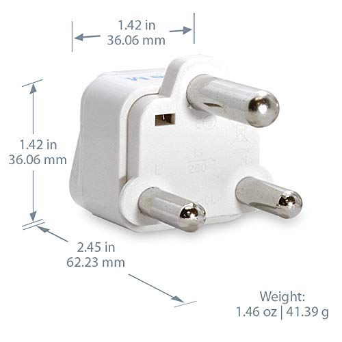 Ceptics South Africa, Botswana Travel Adapter, Universal Socket Plug Accepts Plugs From any Country, Perfect for Cell Phones, Laptops, Chargers and More - 3 Pack - color: White
