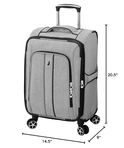 London Fog Newcastle 20 Expandable Spinner Carry-on - color: Black White Herringbone, size: Carry-On 20-Inch