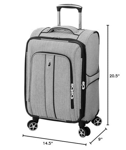 London Fog Newcastle 20 Expandable Spinner Carry-on - color: Black White Herringbone, size: Carry-On 20-Inch