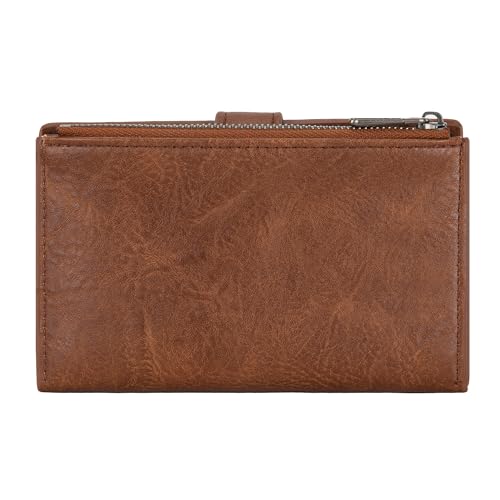 Wrangler Wallet for Women Bifold Card Holder with Zipper and ID Window - color: A-Brown