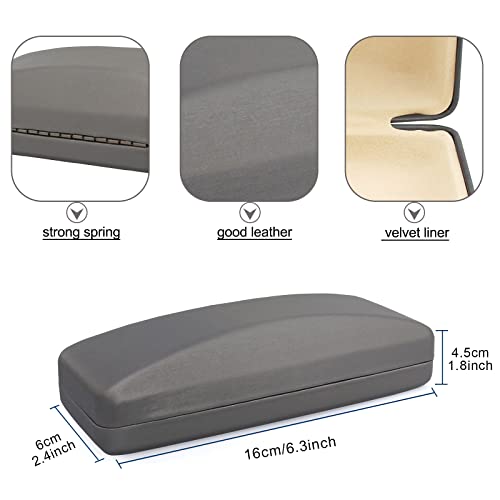 SMARTTOP Hard Shell Eyeglass Case- Glass Case With Cleaning Cloth, Glasses Case hard shell for men women - color: Grey