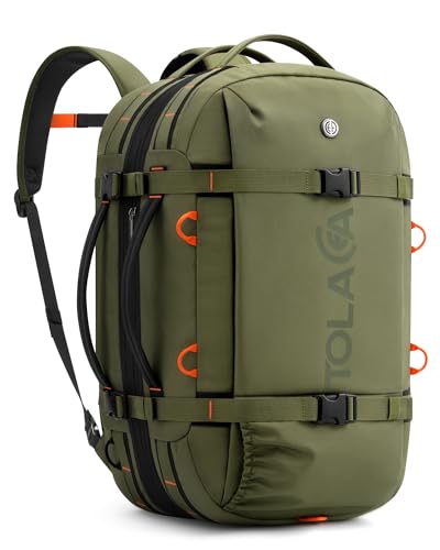 Tolaccea Travel Backpack 40-50L, 16" Laptop Carry On Duffle for Travel Work - color: Army Green