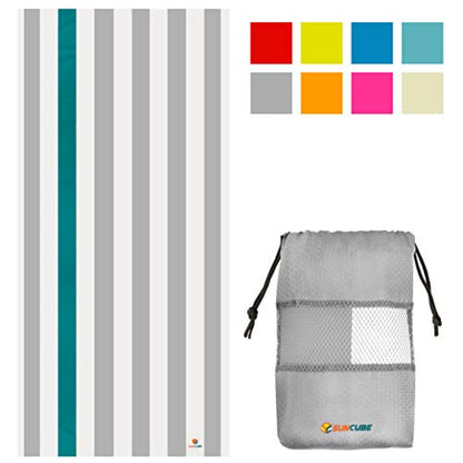SUN CUBE Microfiber Beach Towel Quick Dry with Carry Bag, Gray 78x35 Inch - color: Light Grey, size: 78.00" x 35.00"