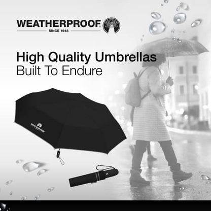 Weatherproof Automatic Rain Umbrella, Compact, Lightweight for Travel, Full 42 Inch Arc, Black