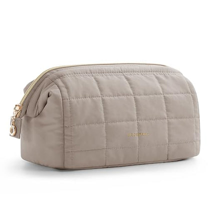BAGSMART Makeup Bag Travel Toiletry Bag, Wide-open Zipper Pouch, Greige - color: 09-Greige