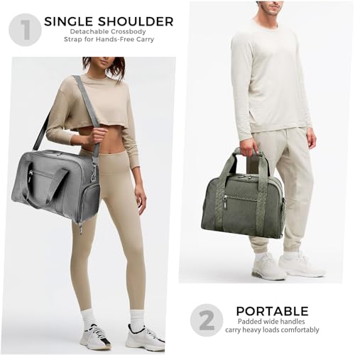Searock 14 inch Small Gym Bag with Shoe Compartment - color: Grey, size: 14 x 8 x 10″ (Small)