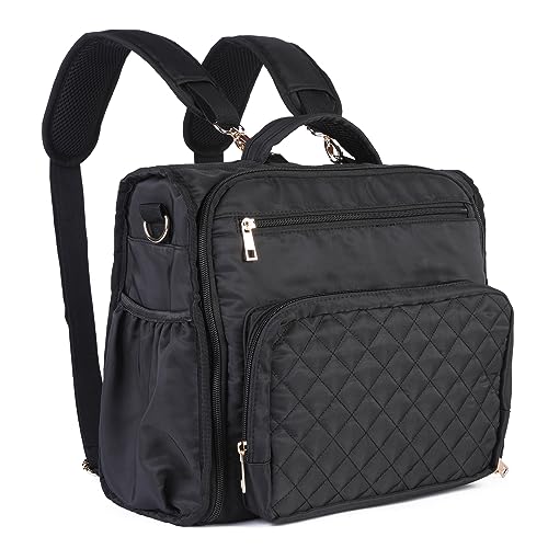 Clearworld Waterproof Convertible Diaper Bag Backpack, Quilted Travel Tote