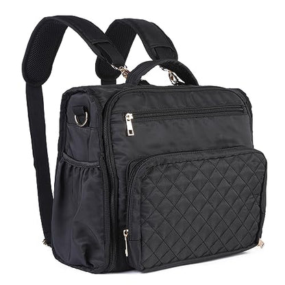 Clearworld Waterproof Convertible Diaper Bag Backpack, Quilted Travel Tote