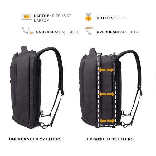 Knack Series 1 Medium Travel Backpack, 15.6-Inch Laptop, Expandable 27-39L - color: Black, size: Medium Backpack