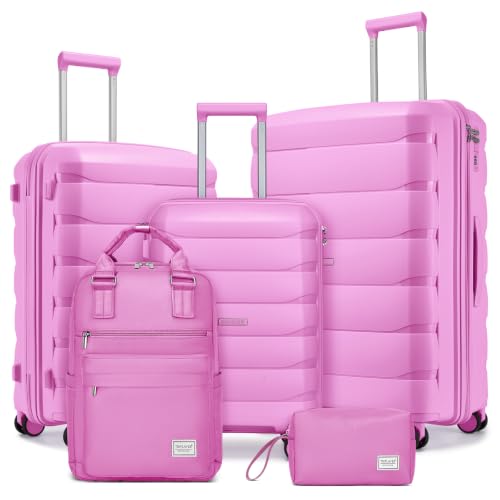 Luggage Sets 5 Pieces, Suitcase Set with Wheels, Suitcases for Women - color: Hot Pink-5pcs, style: 5 Piece Set (Backpack)