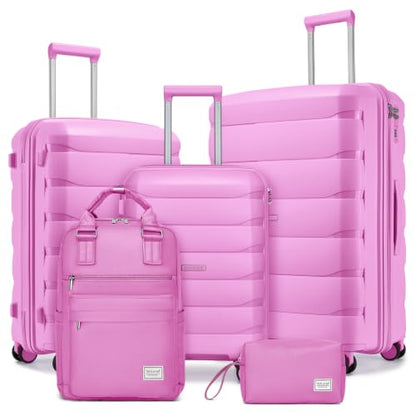 Luggage Sets 5 Pieces, Suitcase Set with Wheels, Suitcases for Women - color: Hot Pink-5pcs, style: 5 Piece Set (Backpack)
