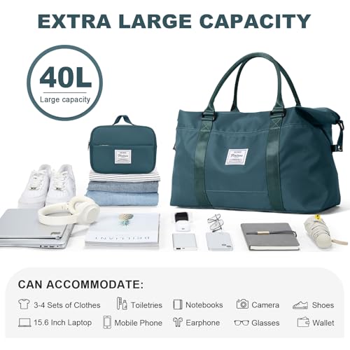 Travel Duffel Bags for Women,Carry-On Weekender Overnight Bag - color: Peacock Blue, size: Extra Large