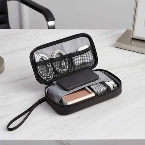 GOX Tech Pouch Accessories Case Organizer for Travel Small Electronics Bag - color: BLACK-Small