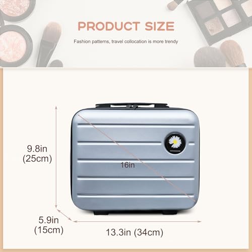 16-Inch Large Capacity Hard Shell Cosmetic Case, Professional Makeup Travel Suitcase with Zipper & Handle, Water-Resistant Cosmetic Organizer for diamond painting – Silver Gray - color: Pearl gray