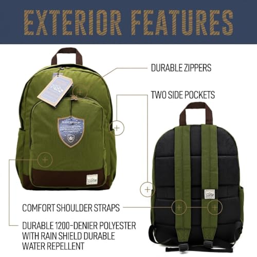 Bass Creek Outfitters Classic Backpack - Two Tone Half Print - Beige/Green - color: 베이지/그린, size: 22L Backpack