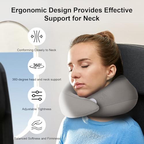 Neck Pillow Airplane,Plane Pillow for Long Flight,Travel Pillow Gray - color: Gray